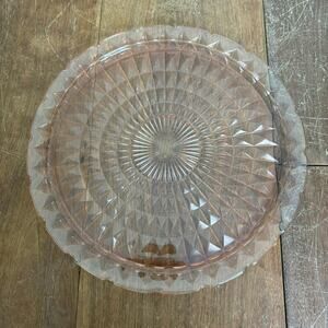 Windsor Diamond Pink Depression‎ Glass Round Plate Jeannette Glass Co 1936-46